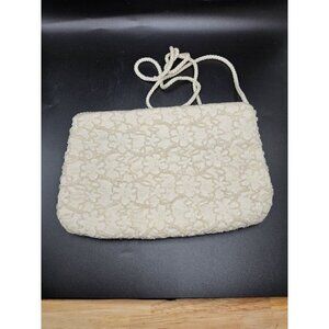 Vintage Andre Cellini Cream Iridescent Beaded Formal‎ Shoulder Bag Purse